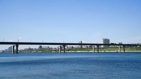 Panorama of the city from the river Vídeo Stock 254908980