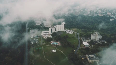 Panorama Of The City Is Surrounded By Forests. Vídeos de archivo 111146592