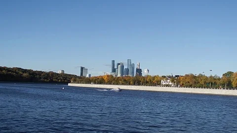 Panorama of the city, view from the river Stock-Footage 97518235