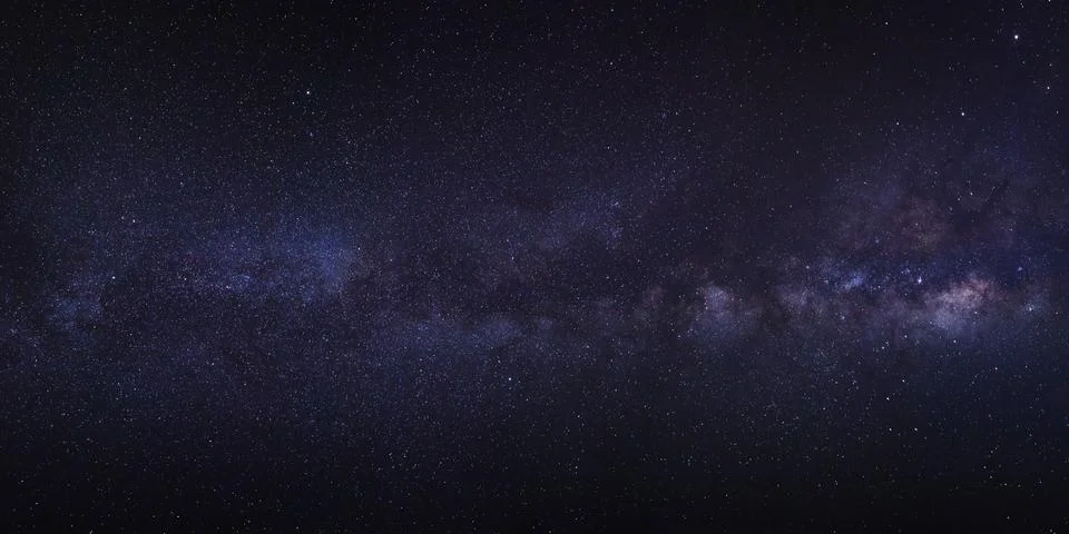 Panorama clearly milky way galaxy with stars and space dust in the universe Stock Photos