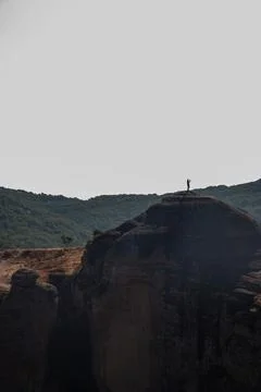 Panorama from the cliffs of Meteora, Greece Foto stock