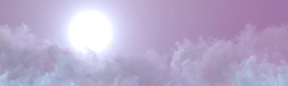 Panorama of clouds sunrise with sun rays . digital nature 3D illustration Stockillustratie