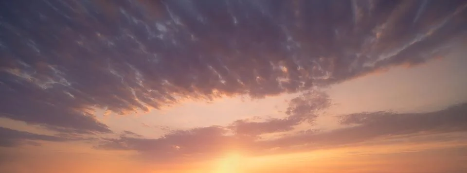 Panorama of cloudscape at sunset with beautiful clouds on sky Stock Photos