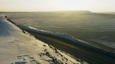 Panorama of coal mine at sunset Stock Footage 83506330