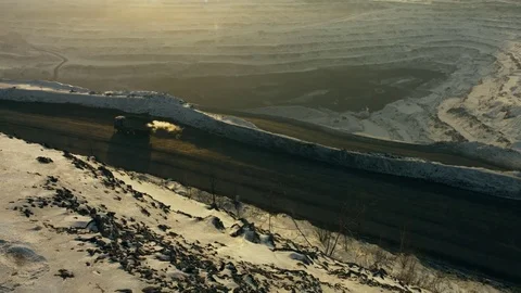 Panorama of coal mine at sunset Stock Footage 83510365