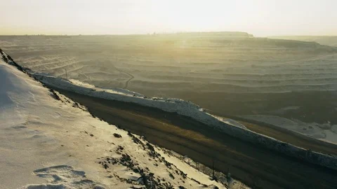 Panorama of coal mine at sunset Stock Footage 83510439