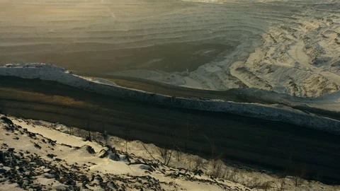 Panorama of coal mine at sunset Stock Footage 83511750