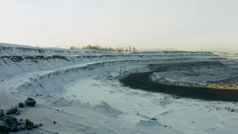 Panorama of coal mine at sunset Stock Footage 83512894