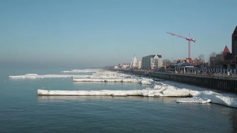 Panorama of the coast of Baltic sea in spring Stock Footage 149305573