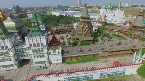 Panorama of colourful architectural complex of entertainment center Stock Footage 58496658