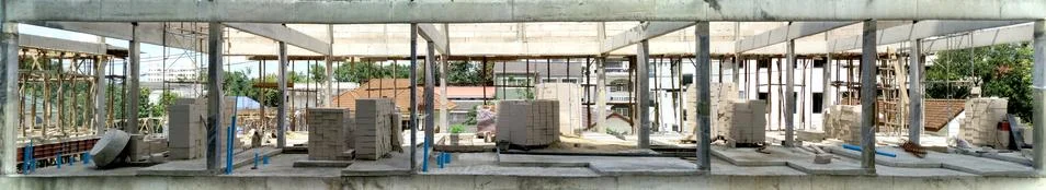 Panorama Construction site and building. Stock Photos