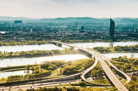 Panorama of the Danube Stock Photos