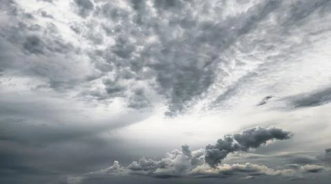 Panorama dark cloudy gray storm sky Stock Photos