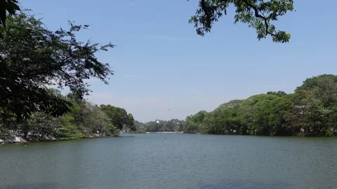 Panorama daylight view of the beautiful Kandy Lake in Kandy, Sri Lanka Stock Footage 291331212