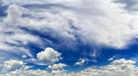 Panorama of the daytime sky with clouds Stock Photos
