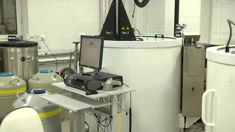 Panorama of deep cryogenic freezing installations Stock Footage 103553976