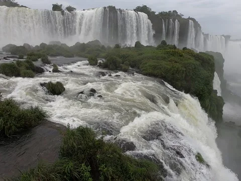 Panorama from Devil throat platform. Iguazu national park. Brazil Stock Footage