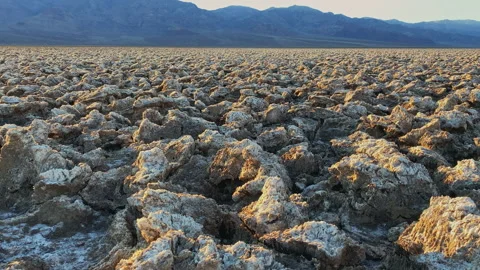 Panorama of Devils Golf Course at sunset at Death Valley Stock Footage 217457772