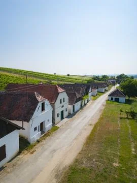 Panorama of Diepolz vine cellars and Vineyards near Grossharras Stock Photos
