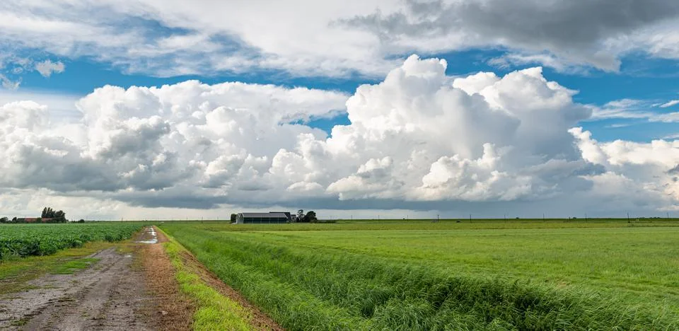 Panorama of distant stormclouds Stock Photos
