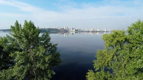 Panorama of the Dnieper river Stock Footage 55564573