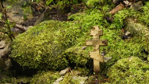 Panorama down from the cross to the source Stock Footage 123759610