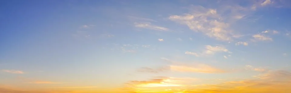 Beautiful Clouds on a Blue Sky, Wide Panorama Stock Photo - Image