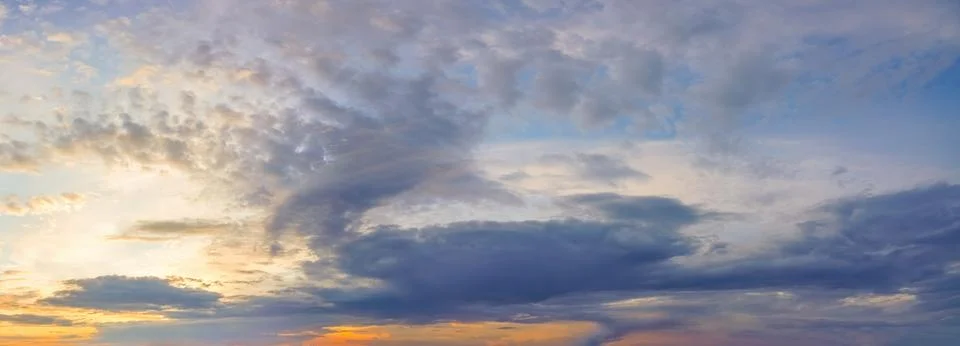 Panorama of dramatic sky background Stock Photos