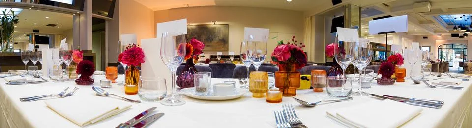 Panorama of a dressed table Stock Photos