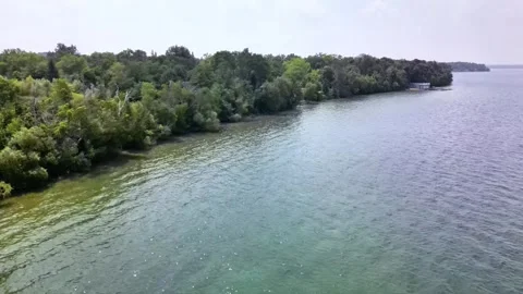 Panorama from drone to the lake chore  Simcoe Video stock 313506487