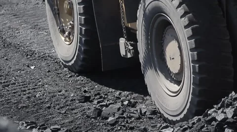 Panorama of dump truck from wheels up to dump-body and loading coal Stock Footage 45798745
