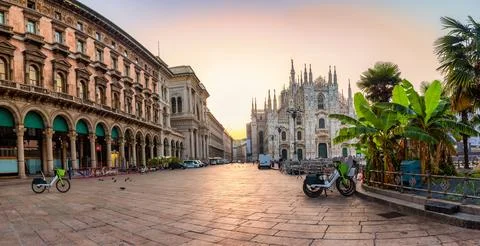 Panorama of Duomo square Stock Photos