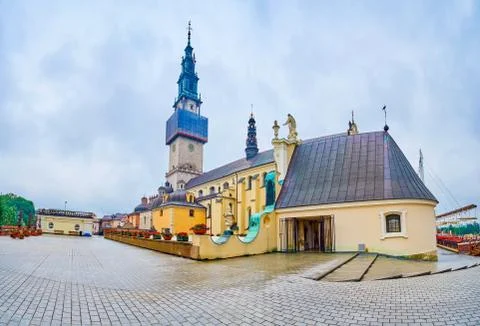 Panorama of edifices in Jasna Gora monastery, Czestochowa, Poland Stock Photos