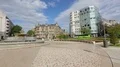 Panorama of Elliptic square located in Bilbao city center, sightseeing in Spain HD Footage