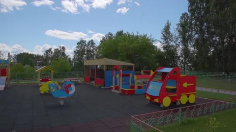 Panorama empty playground in the forest Stock-Footage 135282629