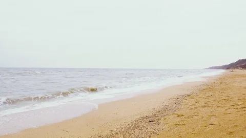 Panorama empty sandy beach Stock Footage 83127053