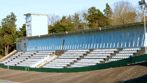 Panorama of empty tribune, stadium Video stock 128125314