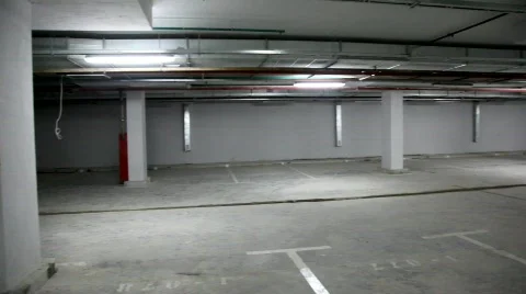 Panorama of empty underground parking Stock Footage 745310