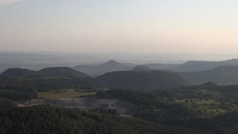 Panorama of the epic view of the Black Forest Germany. Sun is just rising behind 動画素材 93581276