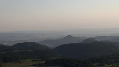 Panorama of the epic view of the Black Forest Germany. Sun is just rising behind Видео 93581939