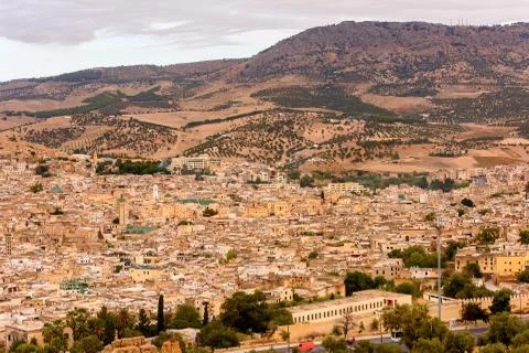 Panorama of Fez, the second largest city of Morocco. Fez was the capital city Stock Photos