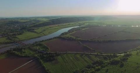 Panorama of fields and rivers Video stock 75330615