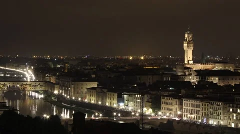 Panorama of Florence time lapse in a summer night Stock Footage 64109412