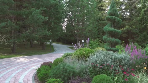 Panorama of a flower bed in the park 動画素材 138416155