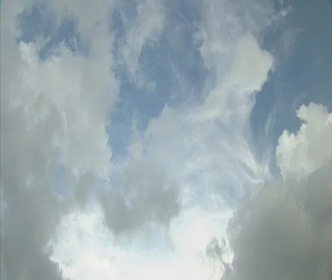 Panorama of fluffy clouds in blue sky over Bali Stock Footage 86747234