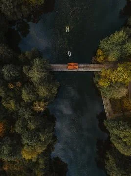 Panorama to forest lake inside the forest Stock-Fotos
