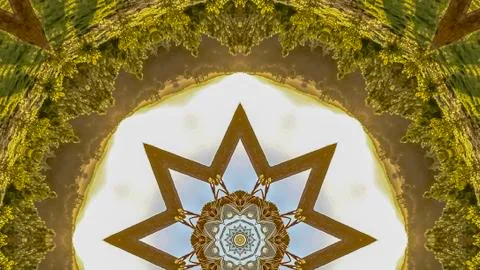 Panorama frame Angular star shape made from abstract wooden Chuppah photo from a Stock Photos