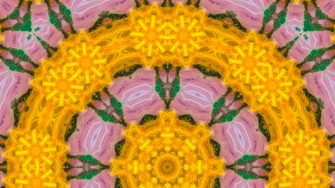 Panorama frame Circular feathers in yellow on purple and green Stock Photos