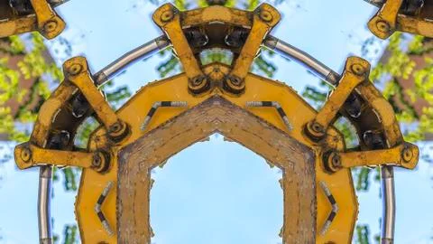 Panorama frame Circular geometric shape made from a tractor Foto stock