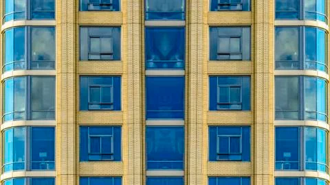 Panorama frame Close up of windows and decks of apartment Foto stock